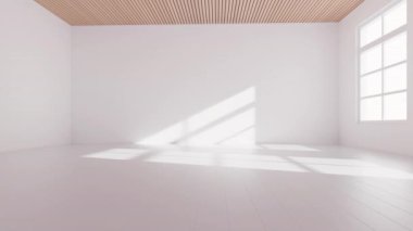 İçinde ışık olan boş bir oda geliyor, 3D görüntüleme.
