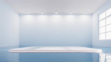 Empty room with water inside, 3d rendering.