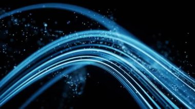 Akan eğri ve parçacıklar arkaplan, 3d oluşturma.