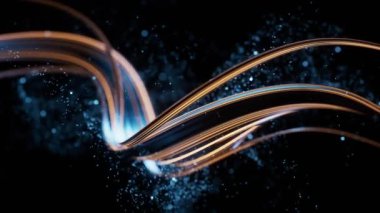 Akan eğri ve parçacıklar arkaplan, 3d oluşturma.