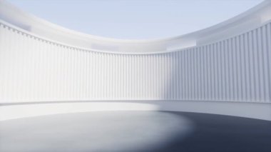Boş yaratıcı yuvarlak oda arkaplanı, 3D görüntüleme.