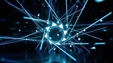 Parlayan neon çizgileri sahne, 3D görüntüleme.