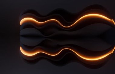 Koyu eğri geometri ve parlayan çizgiler, 3 boyutlu oluşturma.