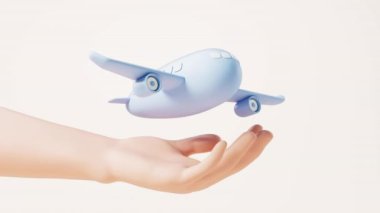 Bir karikatür uçağının üç boyutlu canlandırma döngüsü..