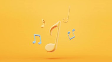 Çizgi film tarzında notaların animasyonunu döndür, 3D görüntüle.