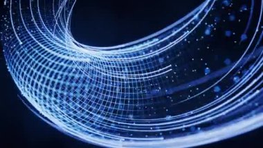 Siber uzay arkaplanına sahip dijital satırlar akışı, 3d oluşturma.