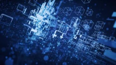 Parlayan parçacıklar, soyut yıldız tozu arkaplanı, 3D görüntüleme.