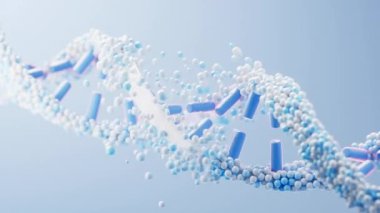 DNA 'nın biyolojik konseptle döngü animasyonu, 3 boyutlu canlandırma.