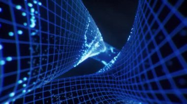 Akan parçacıklarla soyut eğri geometrisi, 3d oluşturma.