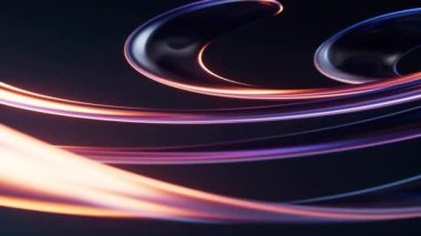 Neon ışıklı şeffaf cam çiçek, 3D görüntüleme.