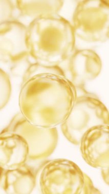 Altın sıvı yağ baloncuğu arka planı, 3D oluşturma.