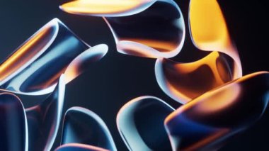 Neon ışıklı şeffaf cam çiçek, 3D görüntüleme.