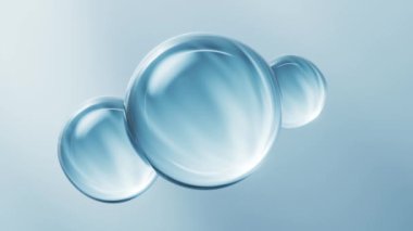 Şeffaf mavi kabarcıklar arkaplan, 3d oluşturma.
