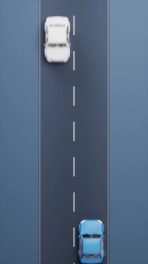 Gerçekçi otomobil yolda, 3D görüntüleme.