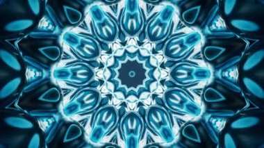 Soyut parlayan neon kaleydoskop deseni, 3D görüntüleme.