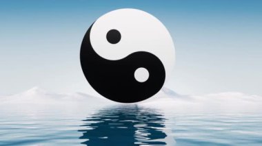 Eski Çin Taiji Yin-yang sembolü, 3D görüntüleme.