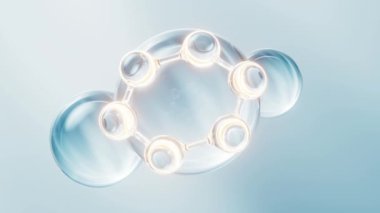 Molekül ve su kabarcığı, 3 boyutlu oluşturma.