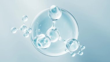 Molekül ve su kabarcığı, 3 boyutlu oluşturma.