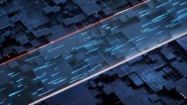 Aktarım hatları akan teknoloji devre kartı, 3 boyutlu görüntüleme.