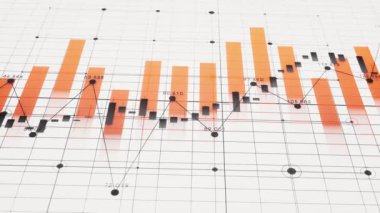 Ticari finans kavramına sahip istatistiksel grafik, 3D yorumlama.