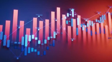 Ticari finans kavramına sahip istatistiksel grafik, 3D yorumlama.