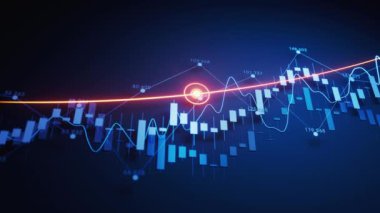 Ticari finans kavramına sahip istatistiksel grafik, 3D yorumlama.