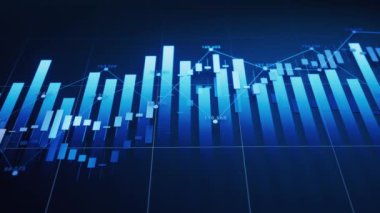 Ticari finans kavramına sahip istatistiksel grafik, 3D yorumlama.