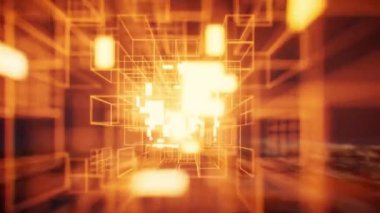 Parlak çapraz çizgileri olan dijital siber uzay, 3d oluşturma.