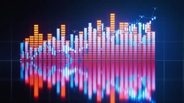 Ticari finans kavramına sahip istatistiksel grafik, 3D yorumlama.