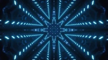 Soyut parlayan neon tünel, 3D görüntüleme.