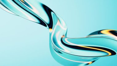 Soyut mavi eğri cam arkaplan, 3d görüntüleme.