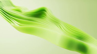 Değişken yeşil eğri kurdeleler arkaplan, 3d oluşturma.