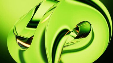 Renklerin pürüzsüz geçişleriyle soyut yeşil eğimli cam arkaplan, 3D görüntüleme.