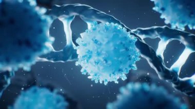 Biyolojik DNA geçmişi olan mavi hücre, 3 boyutlu görüntüleme.