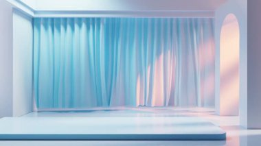 Yaratıcı geometrisi olan boş bina yapısı, 3 boyutlu oluşturma.