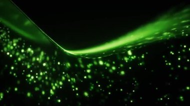 Cam geometride parlayan yeşil parçacıklar, 3 boyutlu görüntüleme.