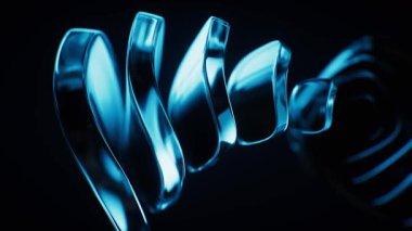 Soyut mavi cam geometri arkaplanı, 3D görüntüleme.