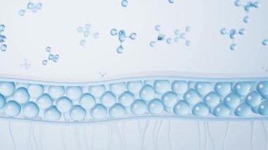 Kozmetik molekülleri ile deri hücre arkaplanı, 3d oluşturma.