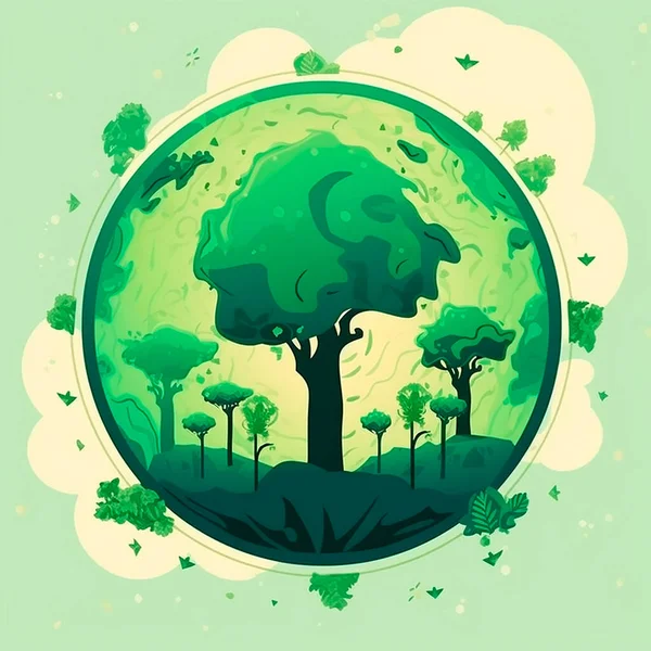 Earth Day. Illustration, green planet. Earth Day. Eco friendly concept. Earth day concept. World Environment Day. Save the earth. Happy Earth Day poster or banner background..