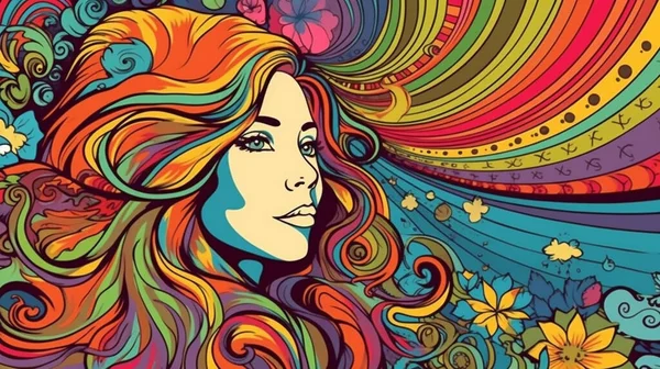 Hippie. Colorful illustration. Beautiful picture.Hippie peace symbol