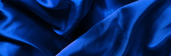 Fundo Seda Azul Bonito Fundo Envolto Tecido Textura Banner — Fotografia de Stock