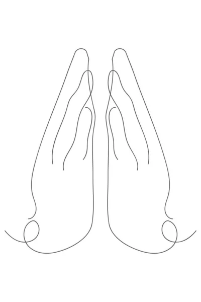 Linha Contínua Desenho Mãos Oração Orando Mãos Fundo Macio — Fotografia de Stock