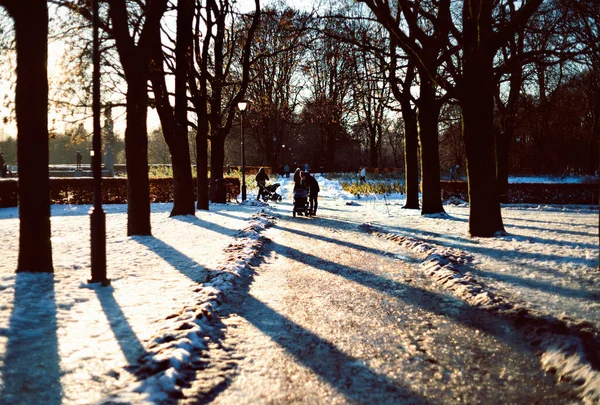 Vigeland Parkı, Oslo - 27 Aralık 2022: insanlar parkta yürüyor.