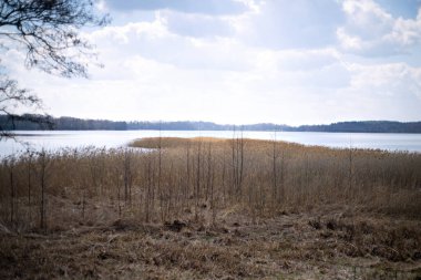 Bahar manzarası. Bahar manzarası. Göle bak.