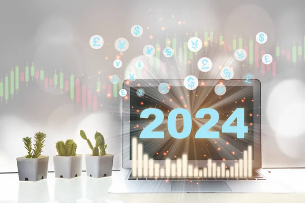 Νέο Έτος 2024 Οικονομική Τεχνολογία Αλλάζει Τις Επιχειρήσεις Τεχνητή Νοημοσύνη — Φωτογραφία Αρχείου