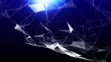 Noktalı ve çizgili dijital mavi arkaplan. Büyük veri görselleştirmesi. Ağ bağlantısı yapısı. 3B görüntüleme.