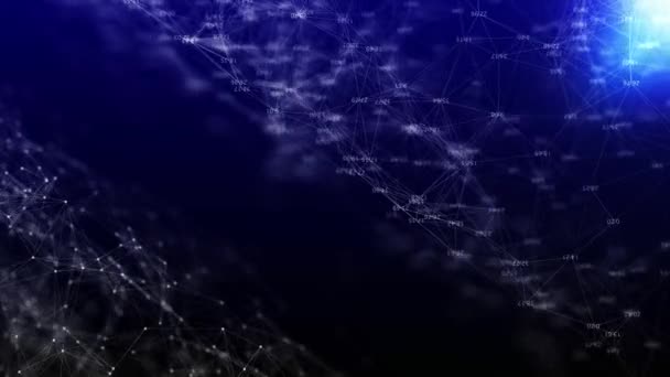Fundo Azul Digital Com Pontos Linhas Visualização Big Data Estrutura — Vídeo de Stock