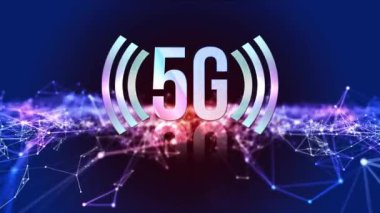 5G Dijital Küresel Teknoloji Dünya Ağı bağlantıları arka plan. Teknoloji kablosuz veri transferi.