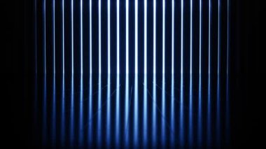 Sel Işıkları Disk Arkaplanı. Dikey çizgiler ve şeritlerle. Sel ışıkları yanıp sönüyor. Siyah Arkaplanda Mavi Renk.