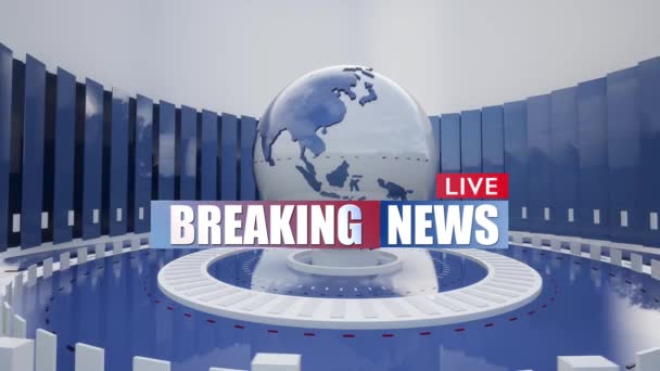 Global Earth Rotating Digital World Breaking News Studio Background News — Stock video